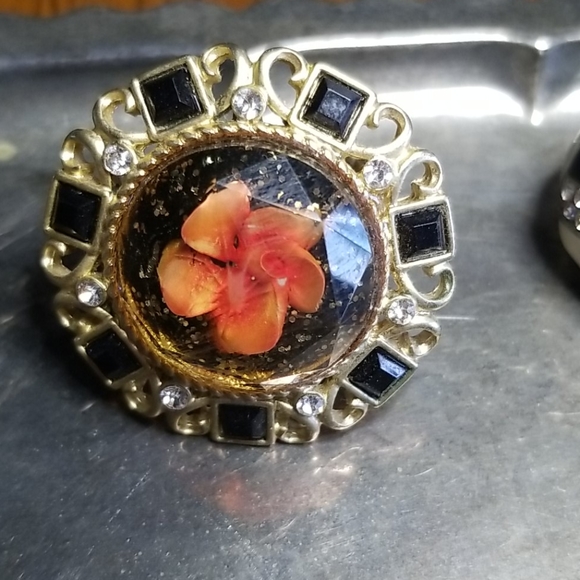 Adjustable Rings Dried Flowers Rhinestone - Picture 4 of 6